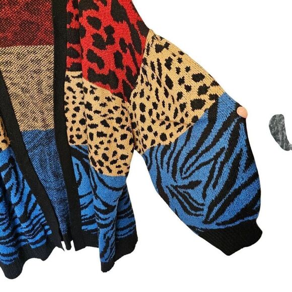 Terra & Sky Women's Open Front Cardigan Animal Print Boho Pockets Oversized Plus - Picture 5 of 8